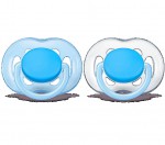 Соска-пустышка силиконовая, Avent (Авент) 2 шт SCF178/27 Фри Флоу 6-18 мес голубая