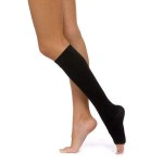 Чулок компрессионный кругловязаный, р. 2 ЧККВ ЦК до колена 1 класс компрессии с открытым мыском черный